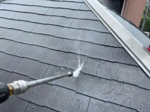 調布市　外壁塗装　屋根の高圧洗浄