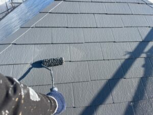 武蔵野市　屋根をグレーのペンキで塗装
